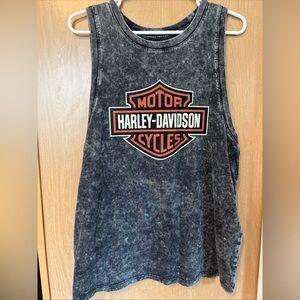 Women’s Harley Davidson Tank Top Large Stonewashed Sleeveless Summer Logo Cotton